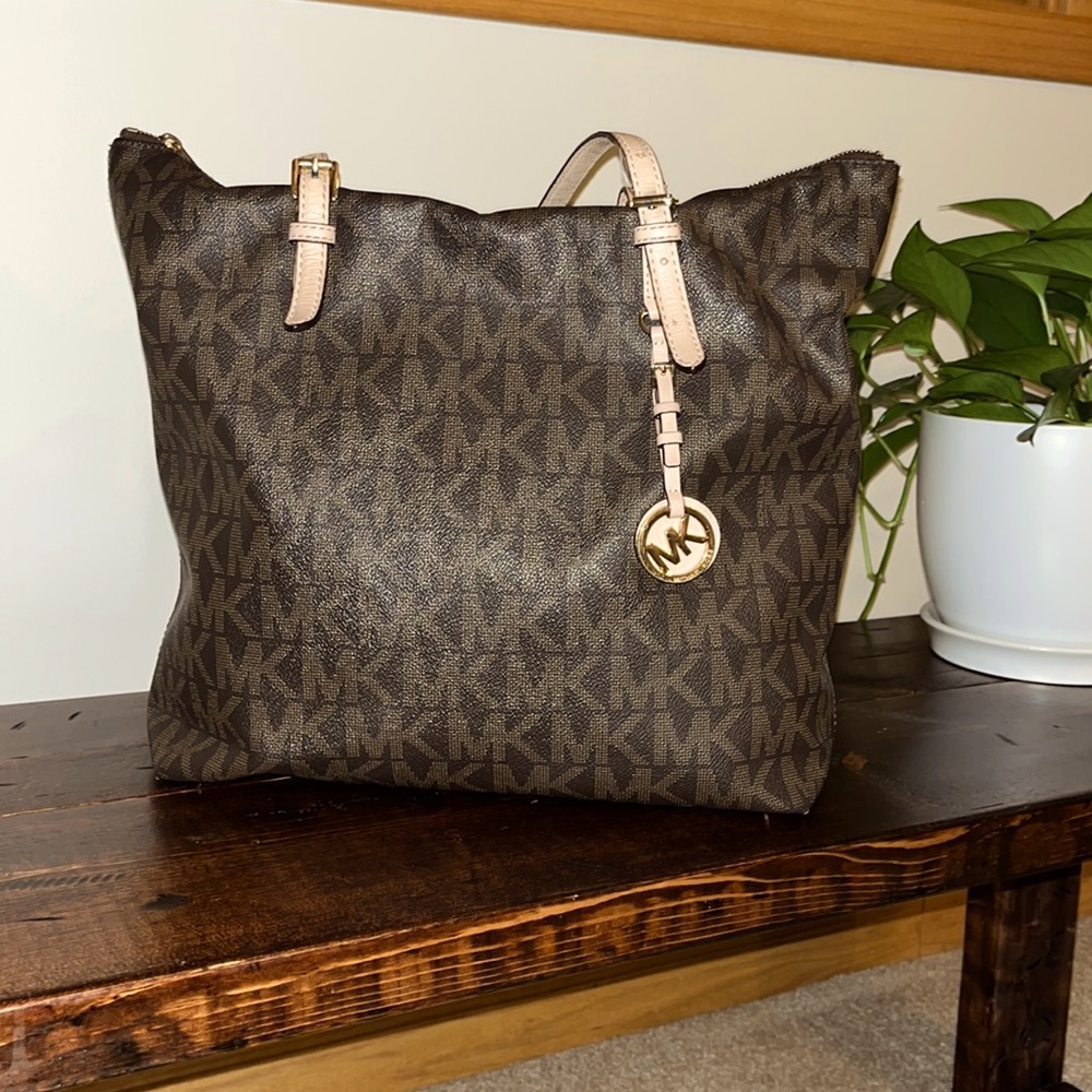 Michael Kors Monogram Zipper Tote Bag